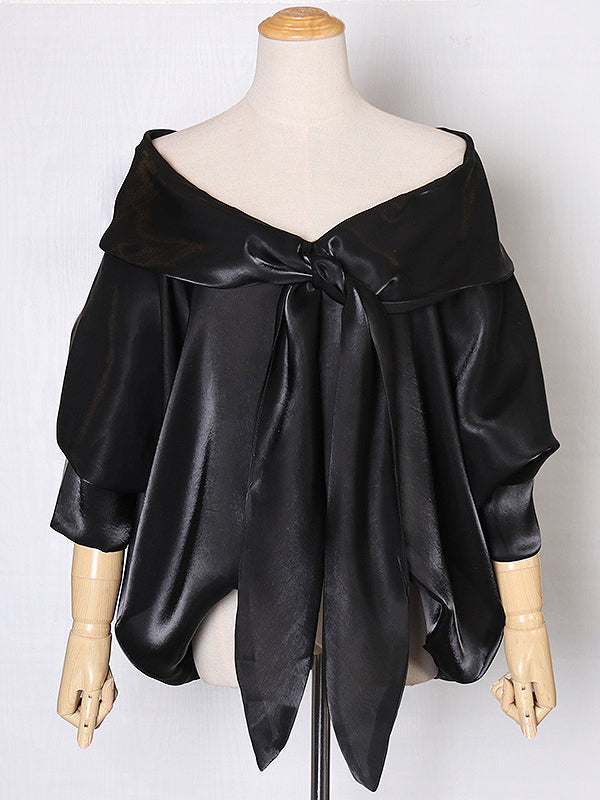 xakxx High-Low Bishop Sleeve Falbala V-Neck Blouses&Shirts Tops