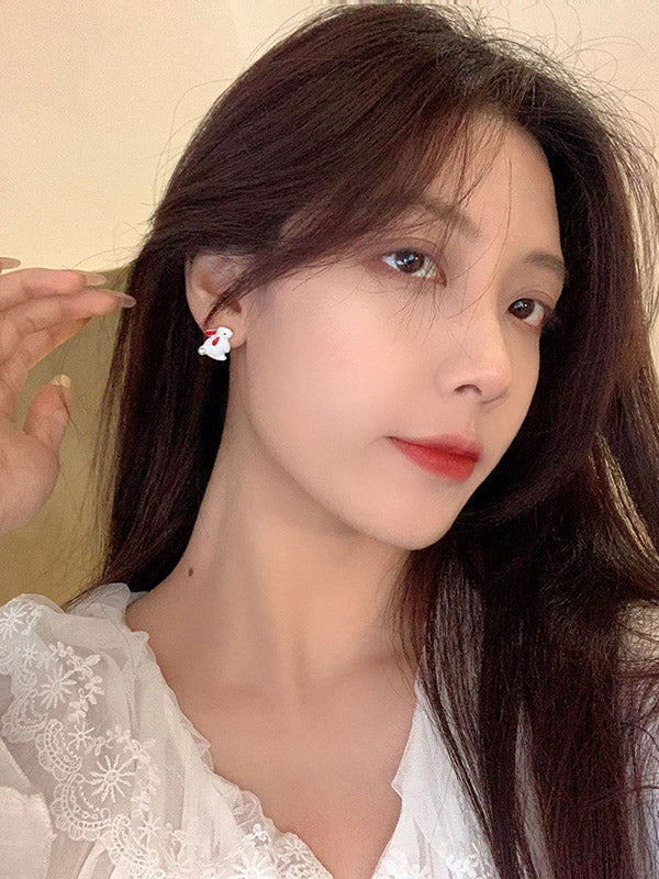 xakxx Cute Love Rabbit Shape Asymmetric Earrings