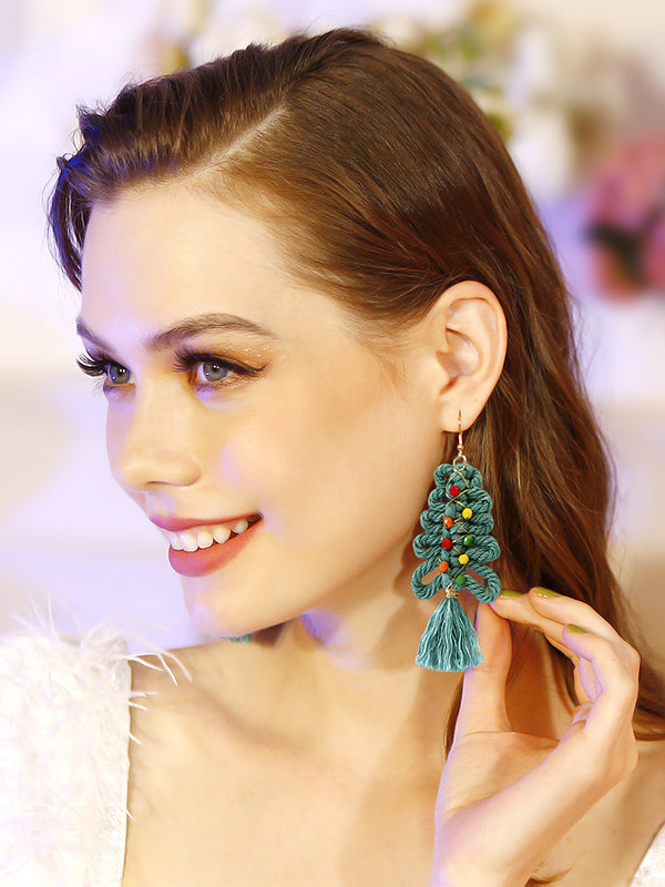 xakxx Tasseled Earrings Christmas Tree Accessories