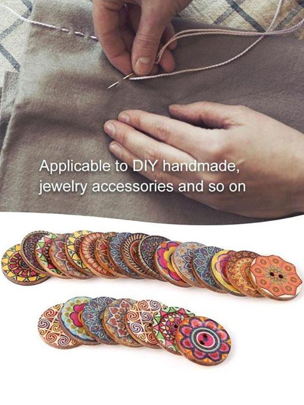xakxx About 100Pcs Multi-Color Wooden Round Sewing Buttons For DIY Craft Decoration