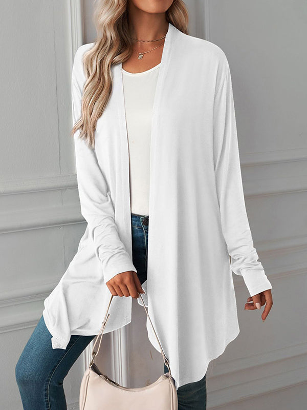 xakxx Long Sleeves Loose Solid Color Statement Collar Outerwear