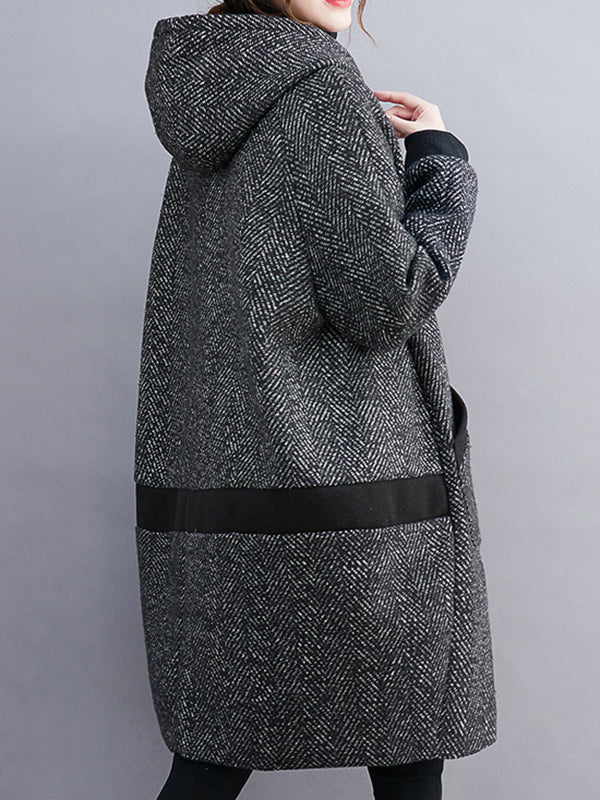 xakxx Original Creation Long Sleeves Loose Keep Warm Hooded Outerwear