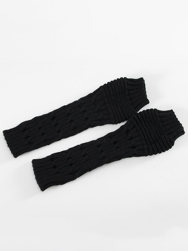 xakxx Solid Color Keep Warm Jacquard Knitted Sleevelet