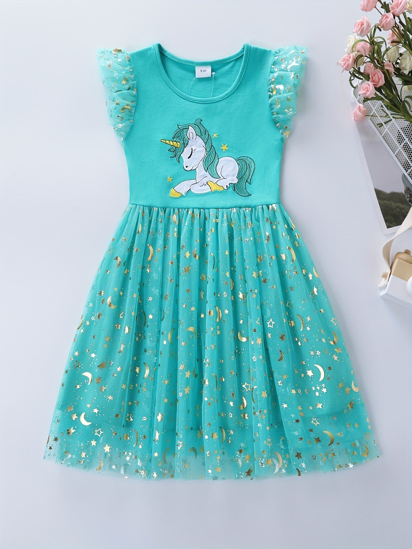 Adorable Girls Unicorn Tutu Dress - Handcrafted with Sparkling Sequins and Soft 100% Cotton - Magical Embroidery, Fluttering Trim, and Layered Tutu - Perfect for Parties and a Dreamy Gift for Sweethearts