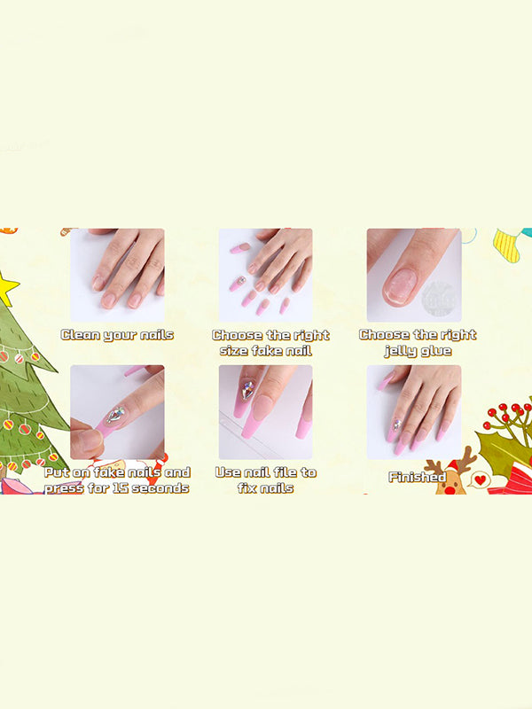 xakxx Detachable Geometric Rhine Stones Press-On Nails