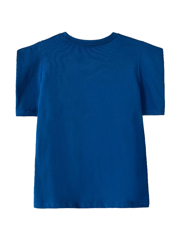 xakxx Original Puff Sleeve Round-Neck Casual T-Shirts
