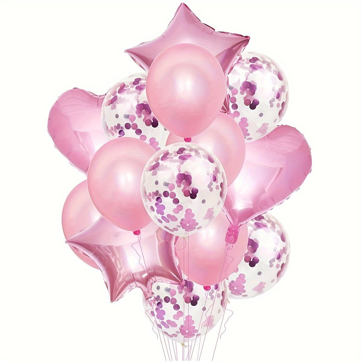 14pcs Rose Golden Balloon Set: Perfect for Weddings, New Year, Christmas, Bridal Showers, Birthdays, And More - Includes 18" Stars, 18" Hearts, 12" Polka Dot Balloons, And 12" Plain Balloons