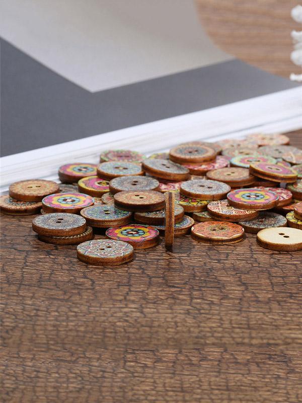 xakxx About 100Pcs Multi-Color Wooden Round Sewing Buttons For DIY Craft Decoration