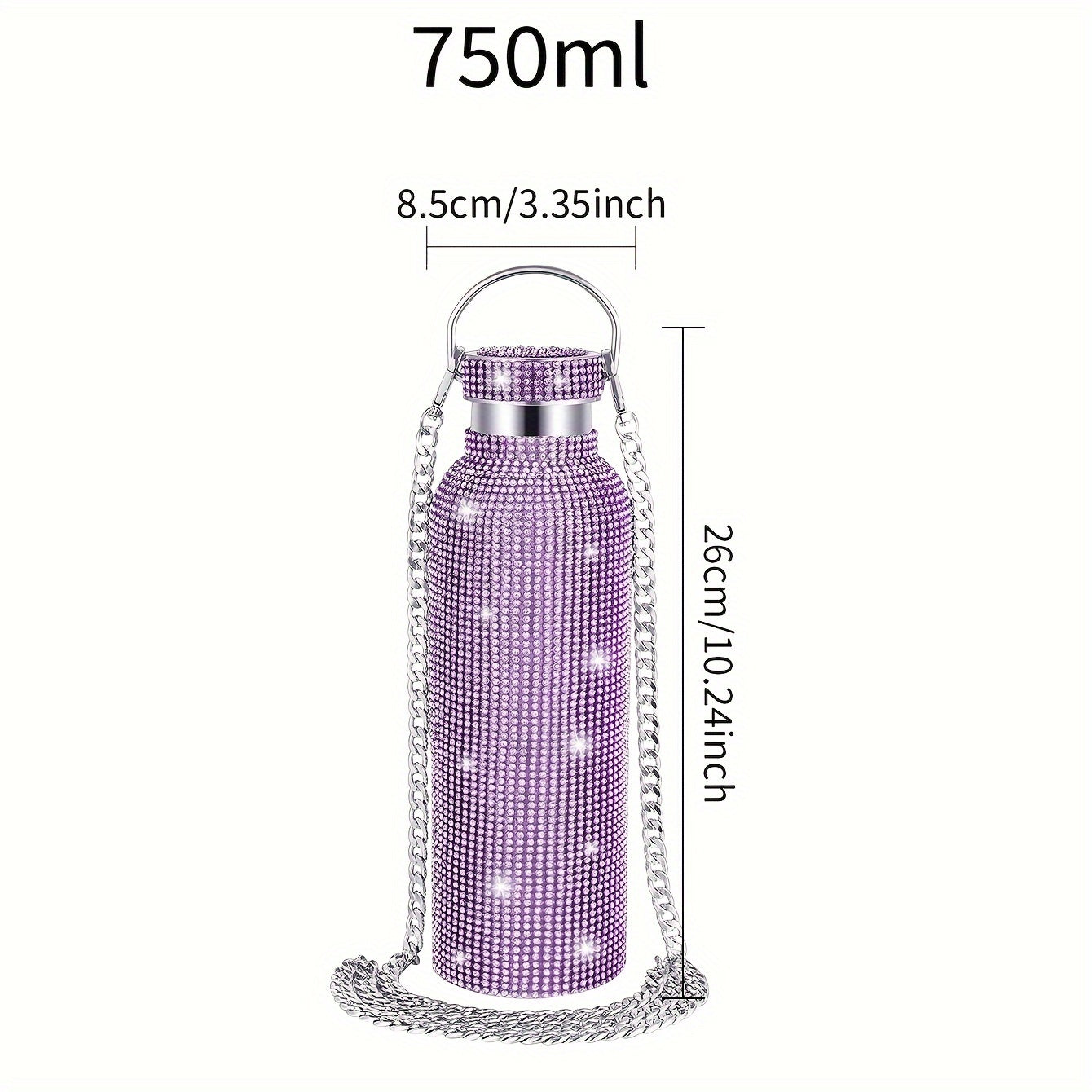 1pc, Studded Vacuum Flask, Stainless Steel Insulated Water Bottles, Shiny Glitter Rhinestone Decor Thermal Cups, For Hot And Cold Beverages, Summer Winter Drinkware, Travel Accessories, Birthday Gifts, Multiple Sizes Optional