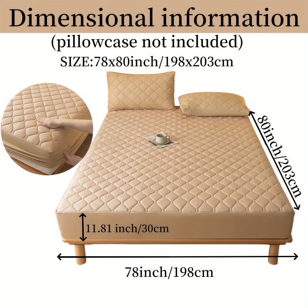 1pc Luxurious Waterproof Mattress Protector - Noiseless, Embossed, Dustproof, Thick, Breathable, Washable, Incontinence Protection - Ideal for Single, Twin, Full, Queen, King Bed Sizes, Bedroom, Guest Room, Apartment, School