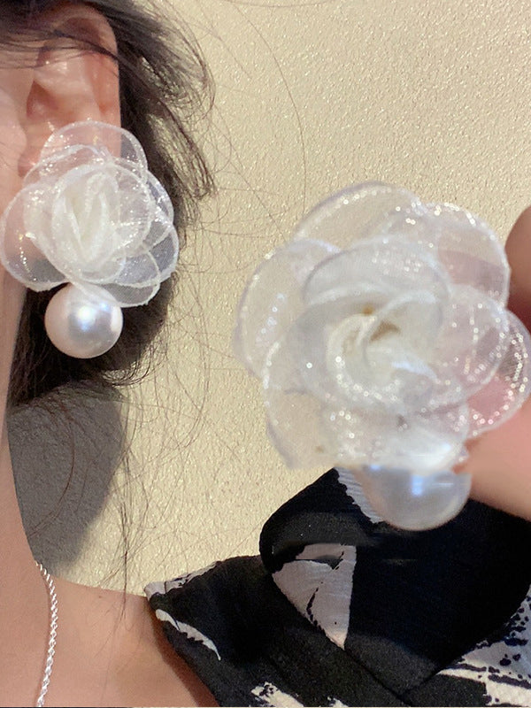 xakxx Flower Shape Gauze Earrings Accessories