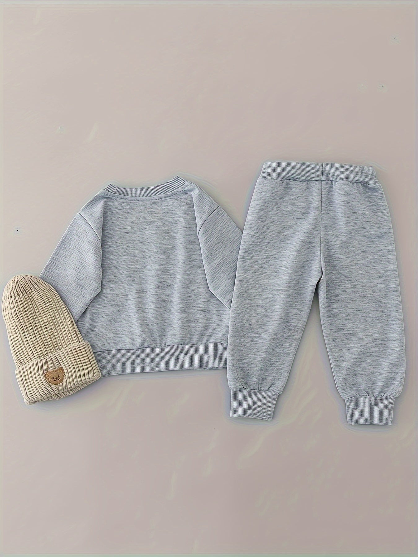 Boys Bear Embroidered Long Sleeve Sweatshirt And Joggers Set, 2-piece Casual Versatile Co Ord Set For Spring Fall