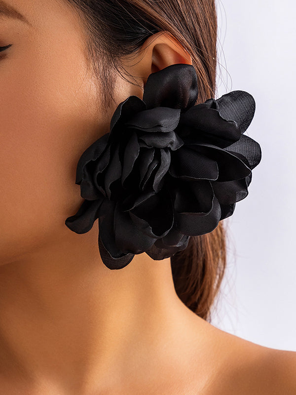 xakxx Solid Color Three-Dimensional Flower Drop Earrings