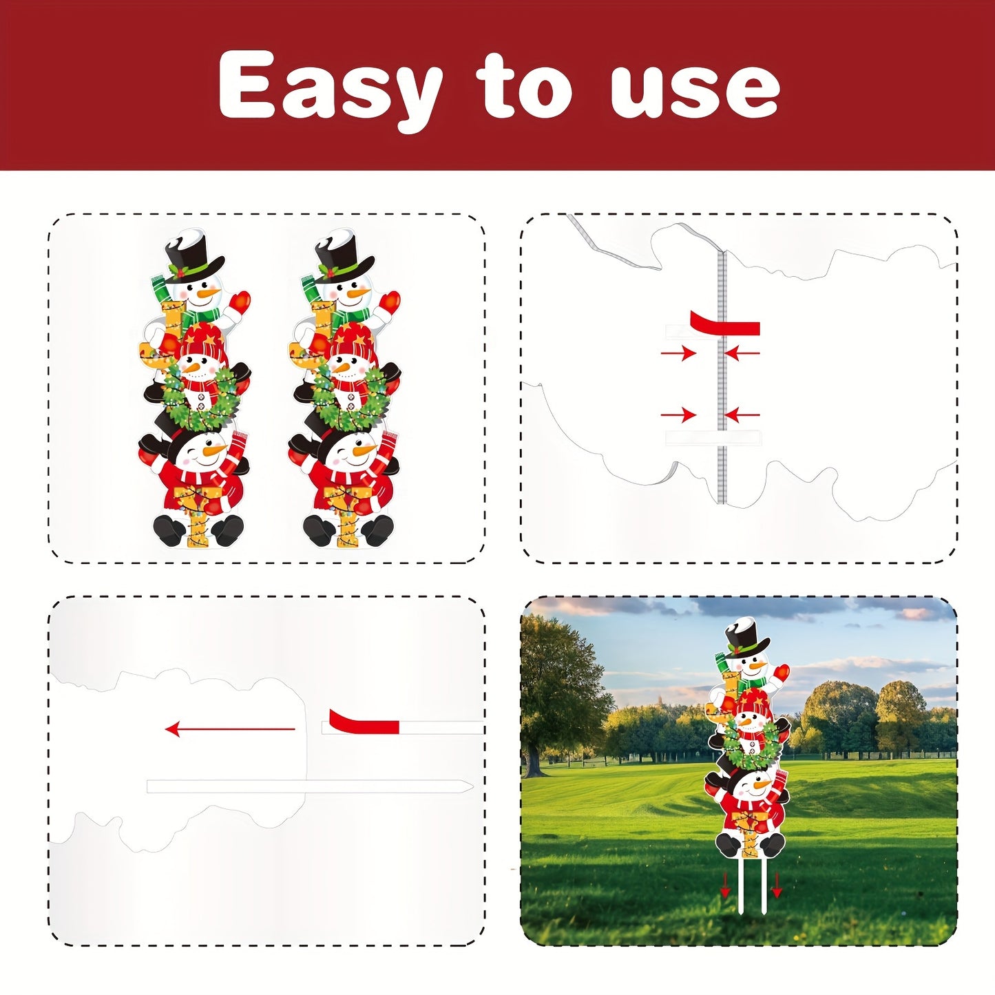 2pcs Joyful Snowman Christmas Yard Signs - Large 31.5"x11.4" Outdoor Lawn Decorations for Festive Holiday Atmosphere