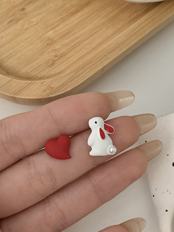 xakxx Cute Love Rabbit Shape Asymmetric Earrings