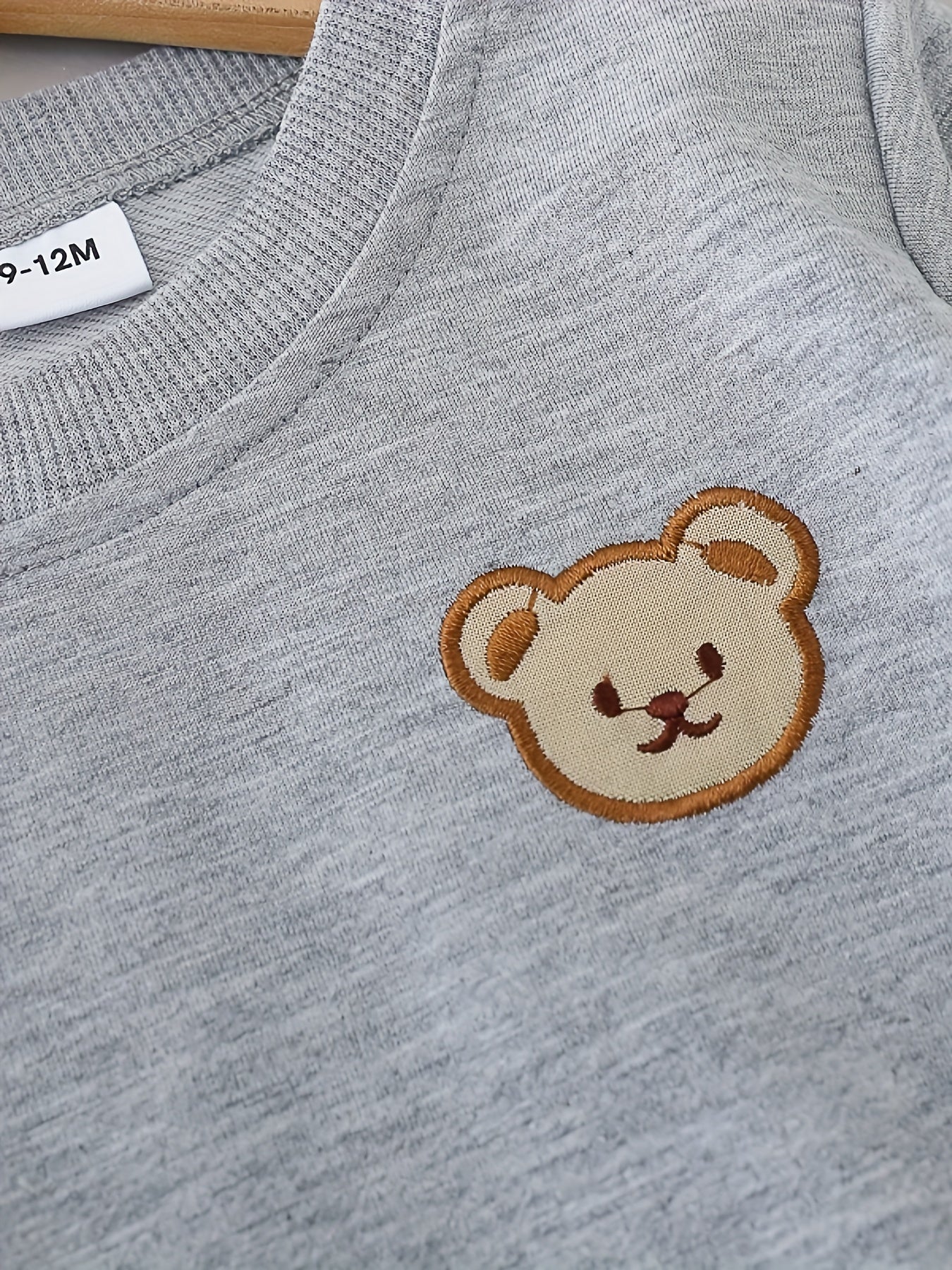 Boys Bear Embroidered Long Sleeve Sweatshirt And Joggers Set, 2-piece Casual Versatile Co Ord Set For Spring Fall