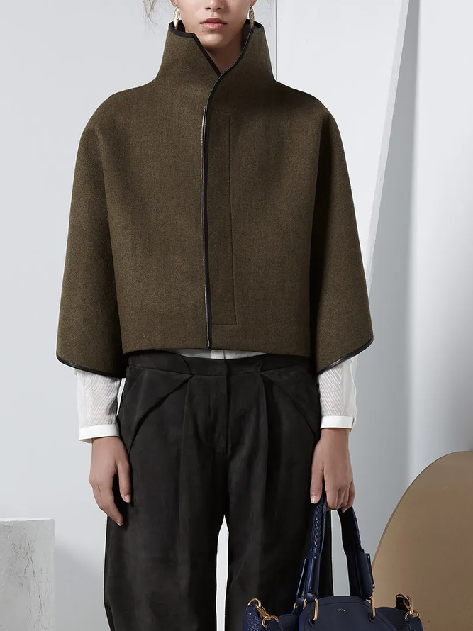 xakxx Vintage Loose Solid Color Stand Collar Jackets
