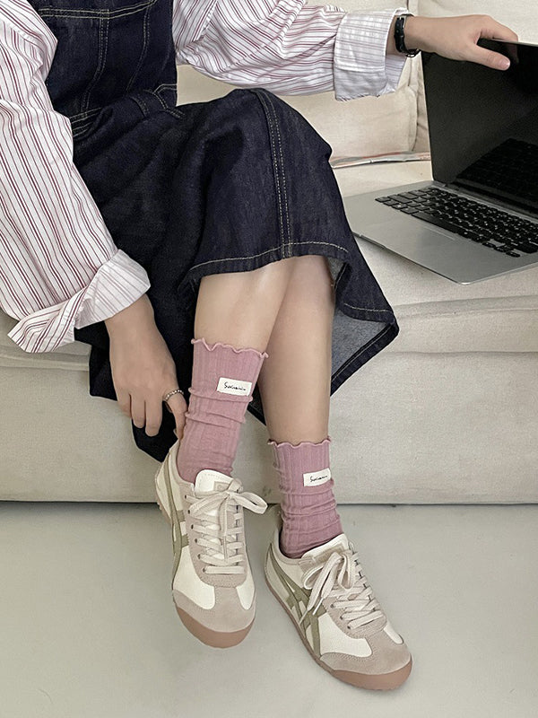 xakxx Pleated Wood Ear Lace Socks
