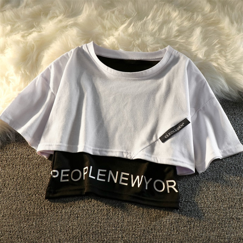 Purpdrank - 3 Pieces Set Summer Women Cargo Pants Suit Set Streetwear Outfit Harajuku Short Sleeve Trousers & Crop Tops Tee Shirt