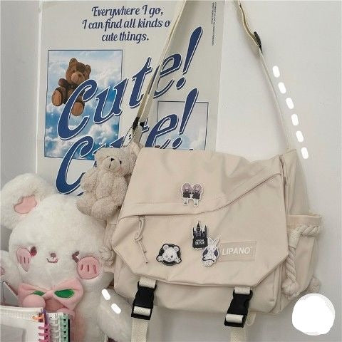 Purpdrank - Canvas Shoulder Bags Large Capacity Crossbody Bags Male Harajuku Retro Messenger Bag Girls Student Book Bags Handbags Women Bags