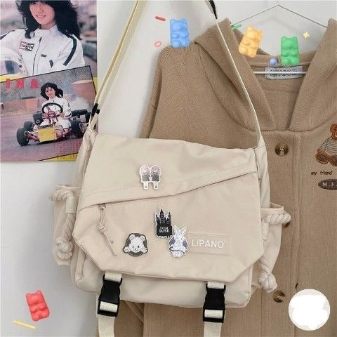 Purpdrank - Canvas Shoulder Bags Large Capacity Crossbody Bags Male Harajuku Retro Messenger Bag Girls Student Book Bags Handbags Women Bags