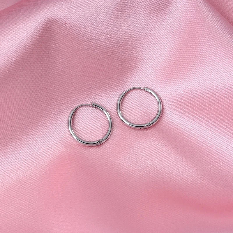 6pcs/lot Stainless Steel Simple Metal Circle Small Hoop Earrings for Women Girls Piercing Jewelry Geometric Round Helix Ear