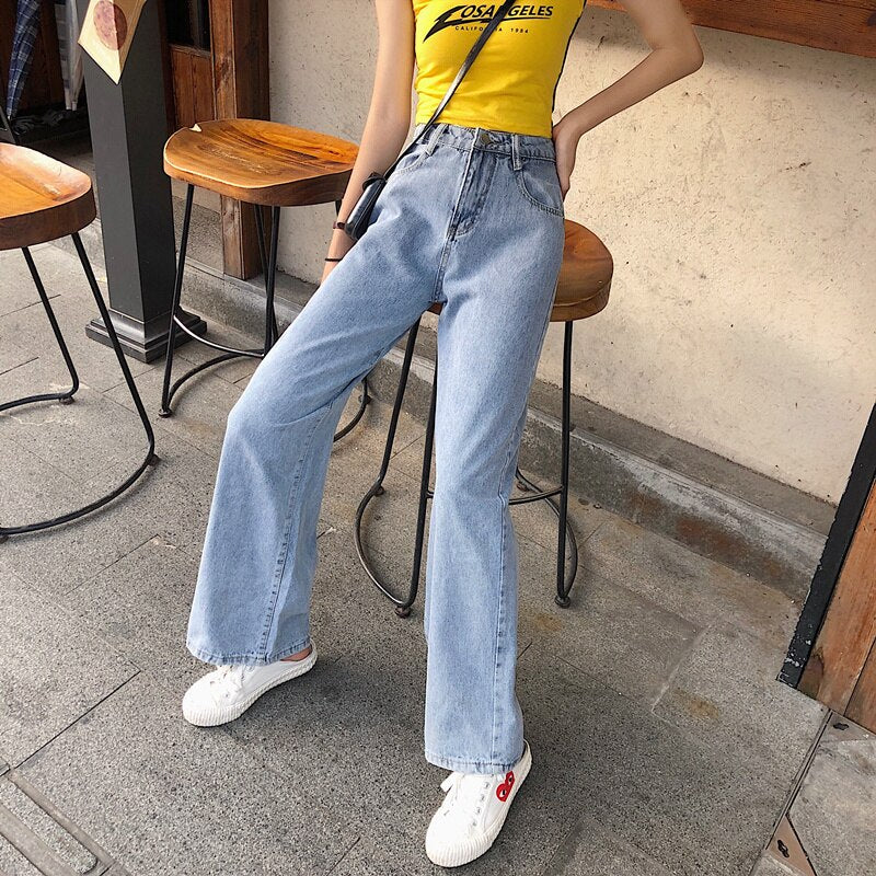 Purpdrank - High Waist Jeans For Women Vintage Long Denim Pants Female Vintage Casual Loose Full Length Wide Leg Pants Trousers
