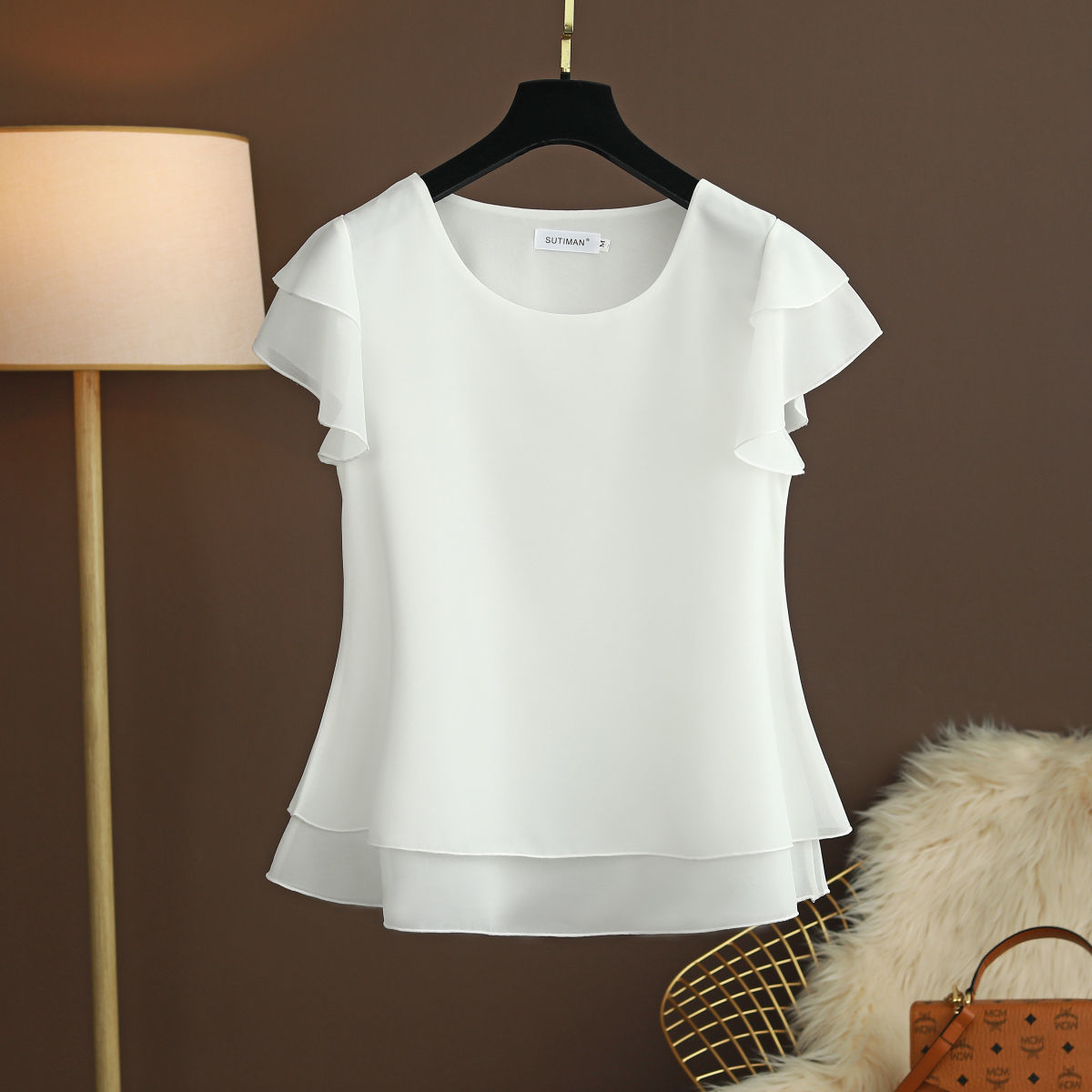 Xakxx - New Summer Women Blouse Loose O-Neck Chiffon Shirt Female Short Sleeve Blouse Oversized Shirts womens tops and blouses Top