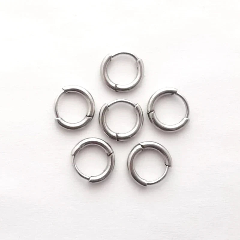 6pcs/lot Stainless Steel Simple Metal Circle Small Hoop Earrings for Women Girls Piercing Jewelry Geometric Round Helix Ear