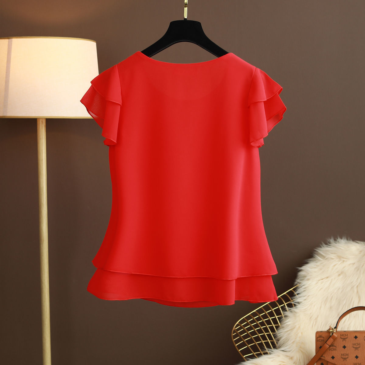 Xakxx - New Summer Women Blouse Loose O-Neck Chiffon Shirt Female Short Sleeve Blouse Oversized Shirts womens tops and blouses Top