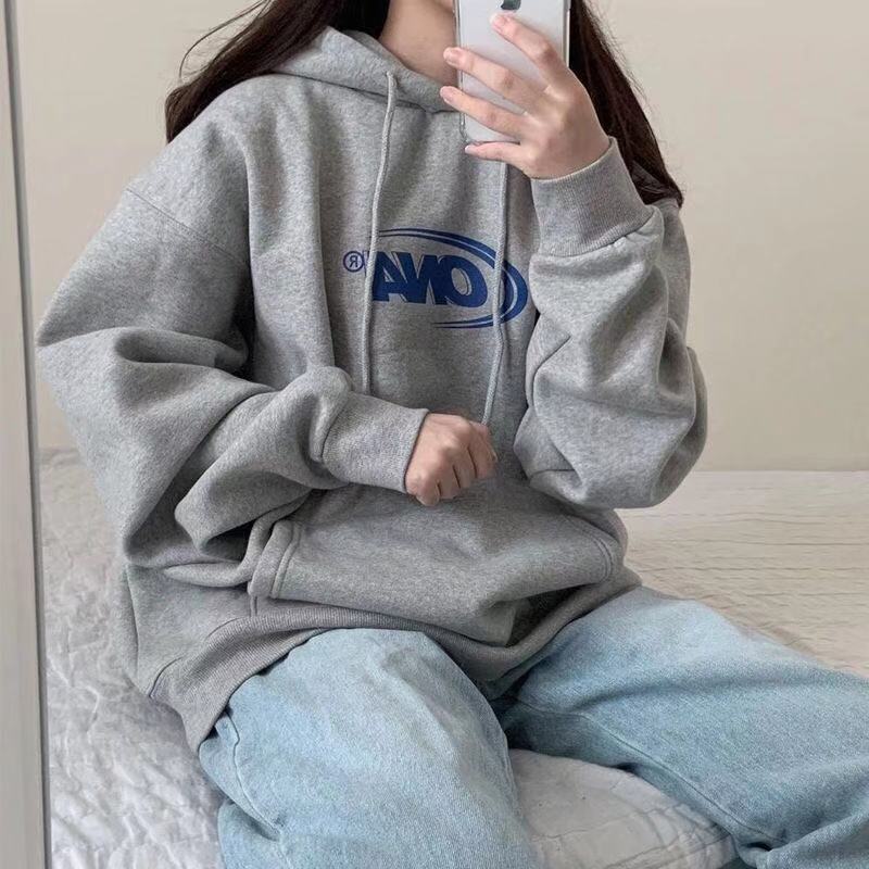 Purpdrank - Hoodies Women Plus Velvet Warm Winter and Spring Soft Harajuku Chic Letter Couples Hoodie with Hat Basic Style Womens Sweatshirt