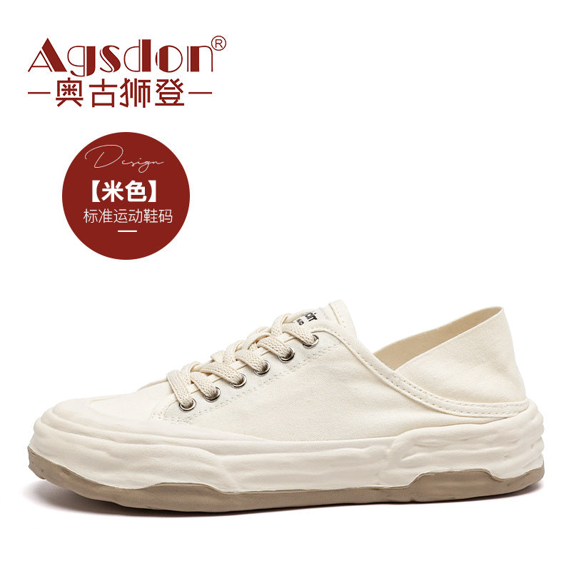 xakxx Augusto Canvas Shoes for Women New Autumn College Style Retro White Shoes Two-Way Casual Sneakers Fashion