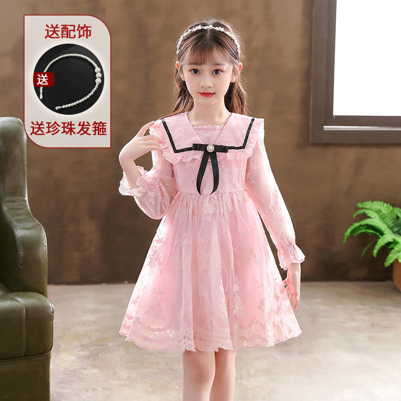 Children's Dress New Summer Lace Puff Princess Dress Children's Summer Clothing Girls Korean Style Sweet Skirt