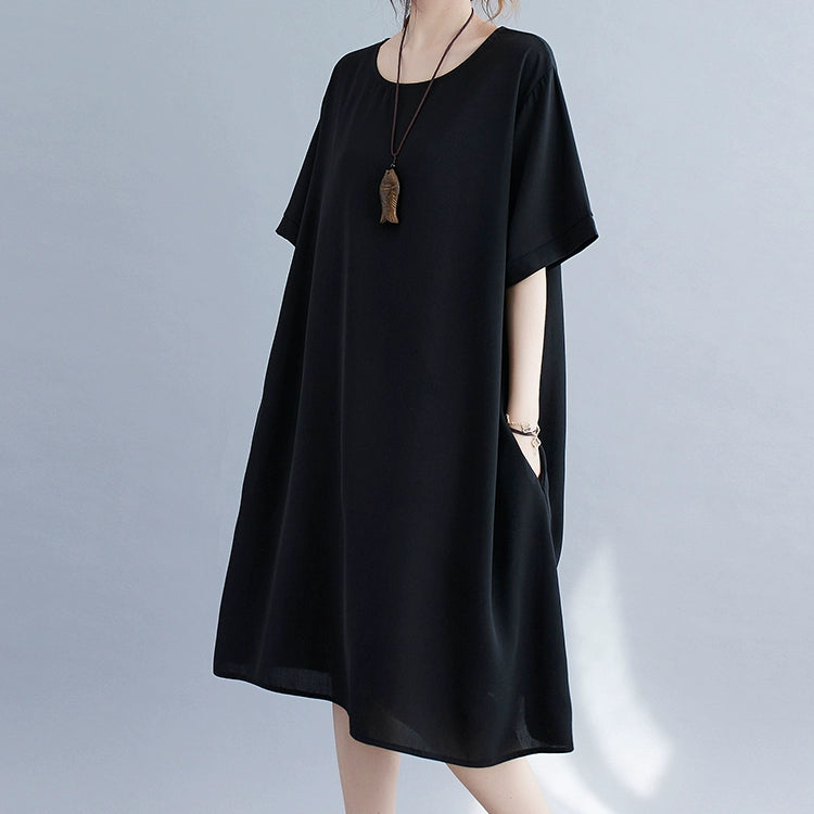 large-size dresses are fat mm and thin, summer short-sleeved loose cotton and linen belly-covering skirts, medium and long Popular-style high-end.
