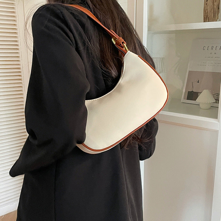 XAKXX 2025 new niche underarm bag women's fashion simple contrasting color crescent bag versatile single shoulder crescent bag women
