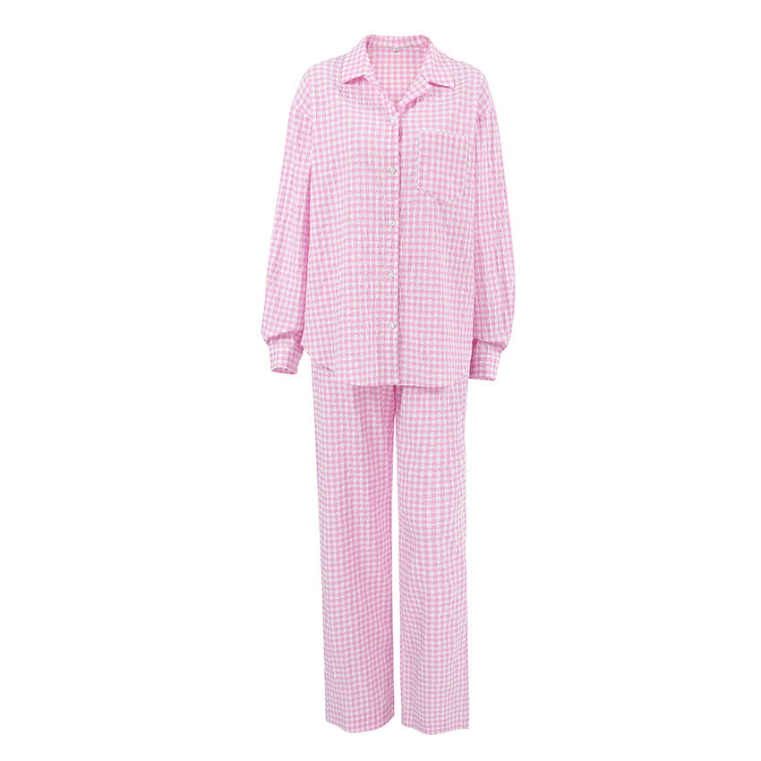 XAKXX 2025popular Popular, 2025, autumn and winter new pink plaid loose casual suit fashionable commuting New wholesale two-piece set women