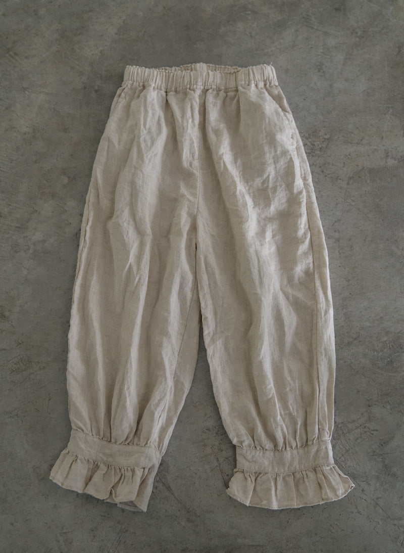 casual and literary leggings linen pants, washed and old versatile loose bud pants nine-point pants K22157
