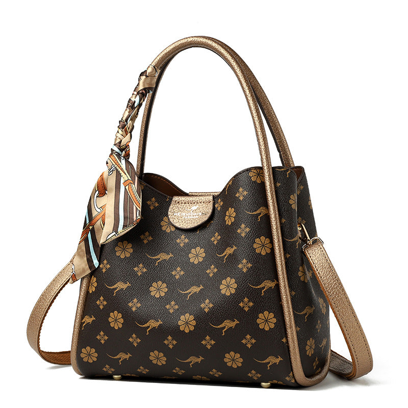 Bag New popular Popular Handbag Silk Scarf Printed Mom Bag Fashion Trend Commuter Shoulder Bag Ladies