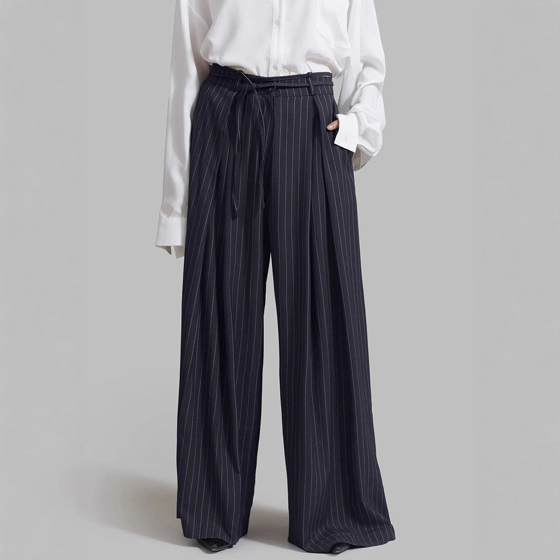 XAKXX 2025 high-waisted striped loose and drape casual suit pants New autumn and winter fashion new wholesale trousers women