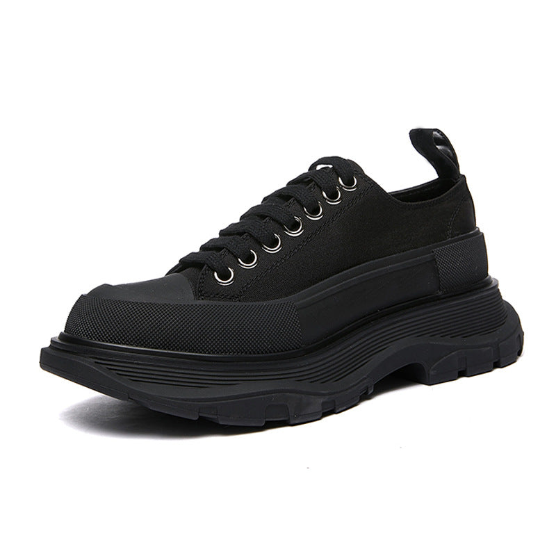 xakxx McQueen Canvas Platform White Shoes Autumn New Korean Style Versatile Muffin Sports Height Increasing Women's Casual Daddy Shoes