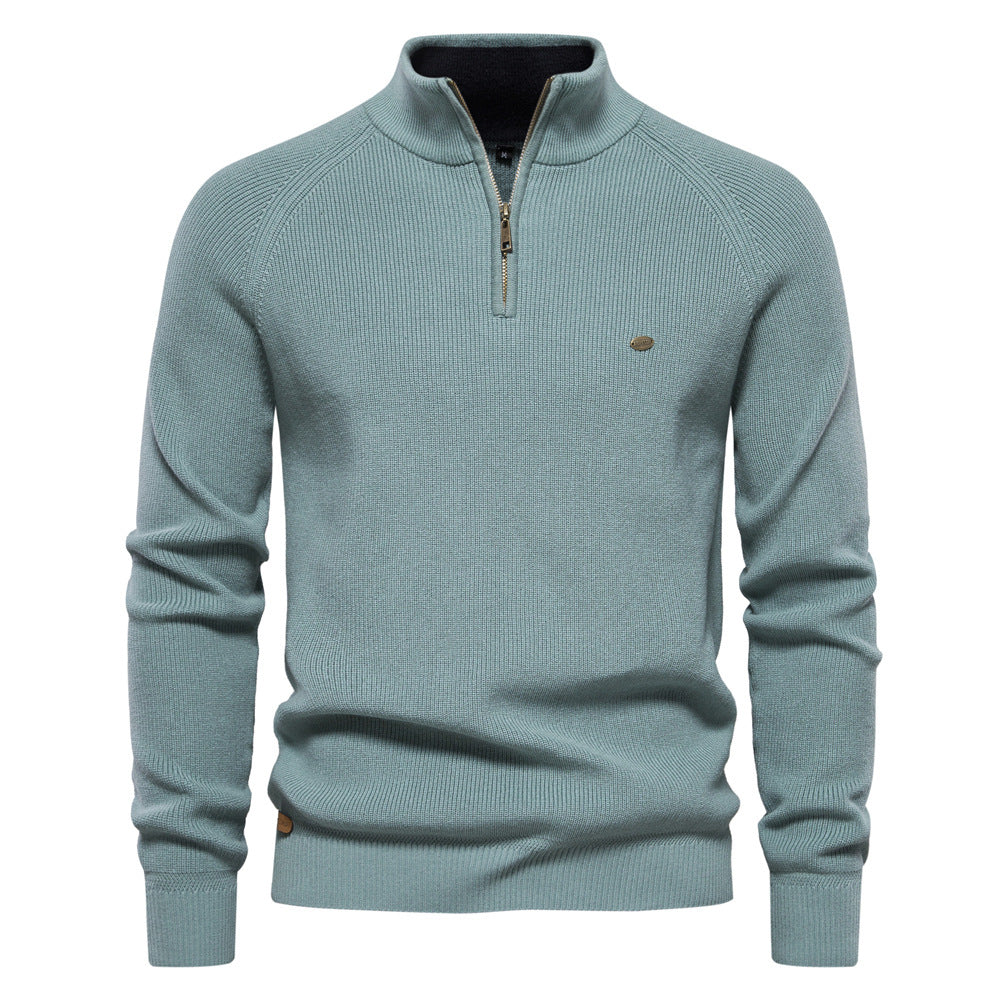 XAKXX 2025 Autumn and winter new men's Popularan size New sweater men's long-sleeved half-zipper stand-up collar solid color versatile casual trendy sweater
