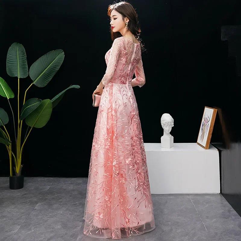 2025 Art test dress new temperament solo long high school student Chinese host performance evening dress embroidery