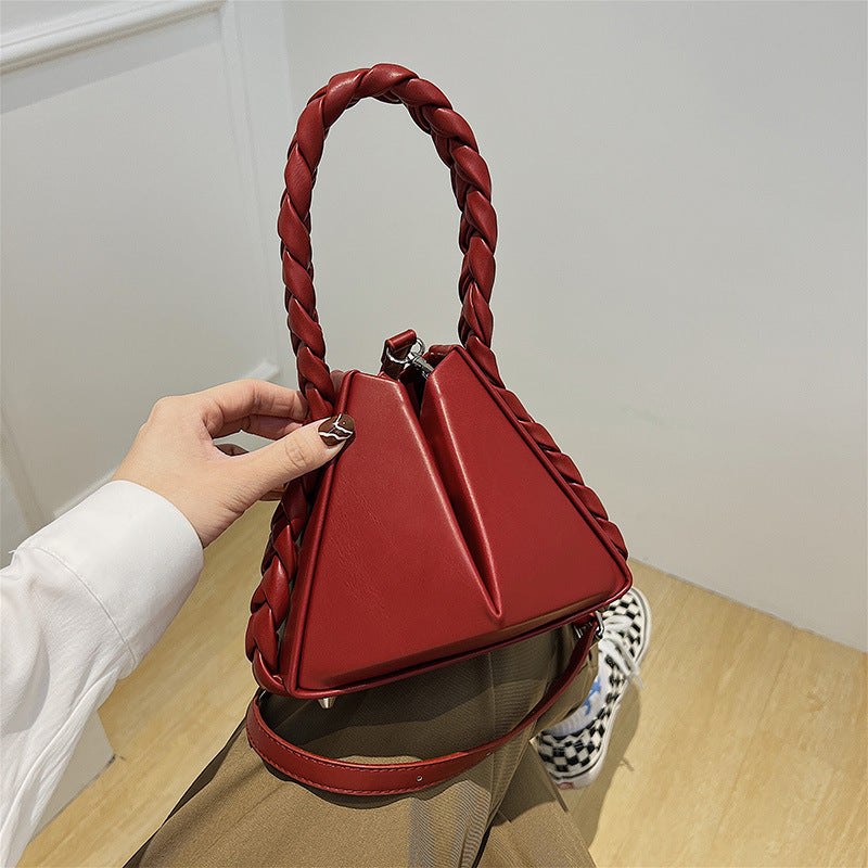 XAKXX 2025 bag women's new trendy fashion popular petal twist woven portable bucket bag texture personalized messenger bag