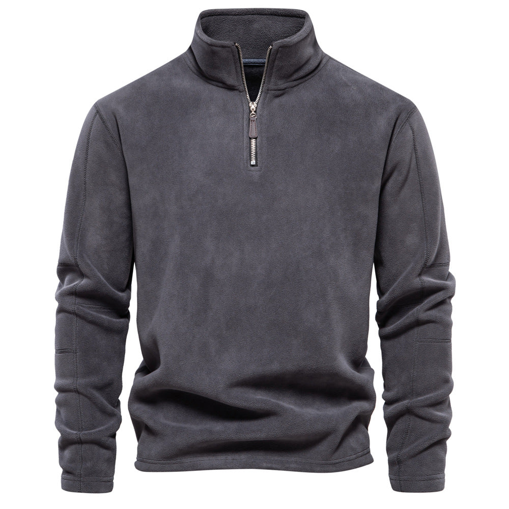 XAKXX 2025 Men's autumn and winter new stand-up collar half-zipper long-sleeved sweater stand-up collar New trend versatile men's fleece top
