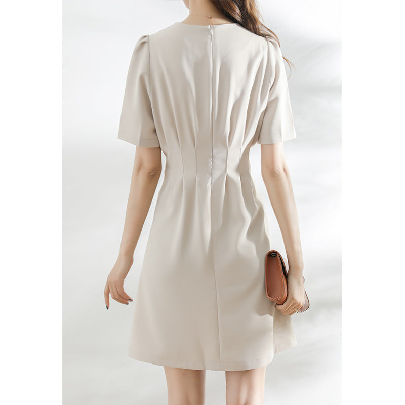 2025 retro little black dress temperament dress summer new temperament waist black chiffon skirt women's clothing
