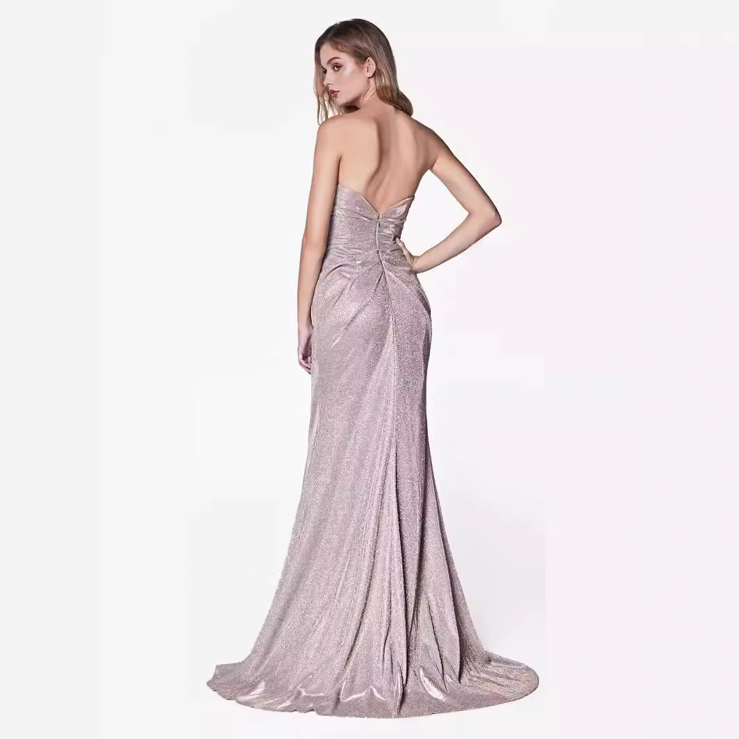 XAKXX 2025 popular New Popular trade fashion suspender suspender flash banquet event atmosphere thin long dress evening dress