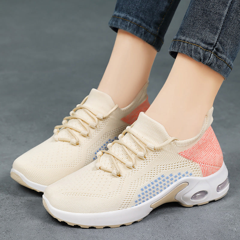 xakxx Women's Shoes Summer Shoes Cross-Border Temu Women's Shoes Wholesale Flyknit Breathable Casual Shoes Air Cushion Sneaker