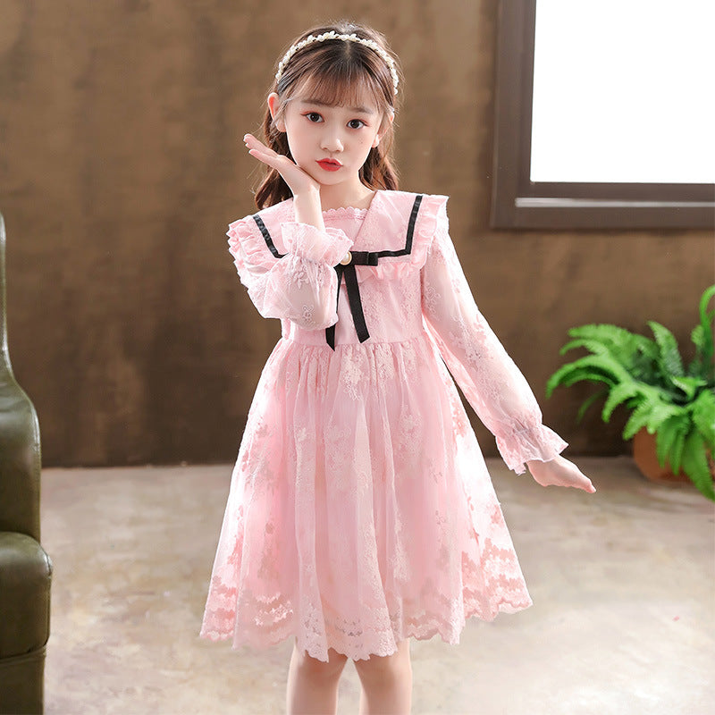 Children's Dress New Summer Lace Puff Princess Dress Children's Summer Clothing Girls Korean Style Sweet Skirt