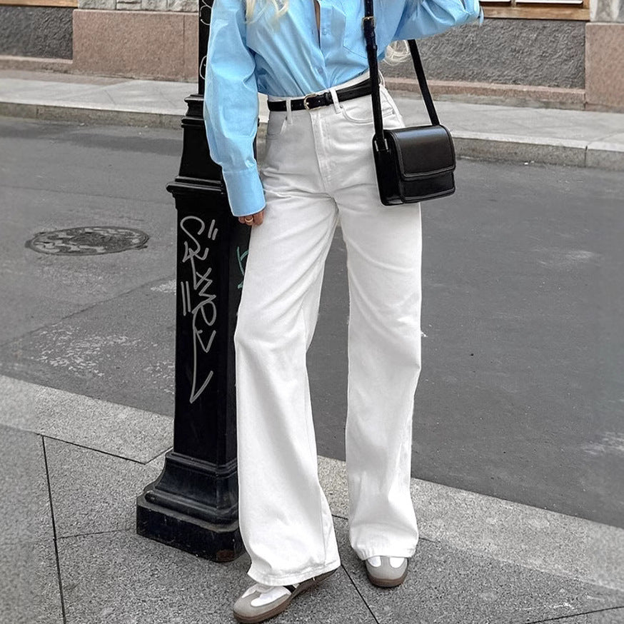 XAKXX American high street white straight versatile mopping casual trousers New 2025 autumn and winter fashion new trousers