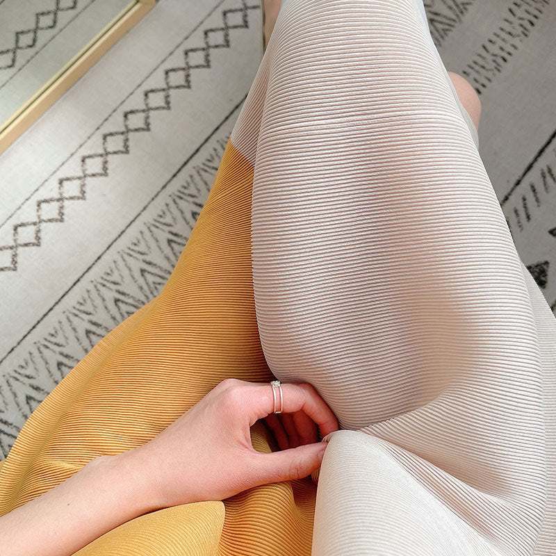 2025 women's clothing medium and long dress splicing temperament commuting loose contrasting color dress fat mm stomach A-word skirt Popular style